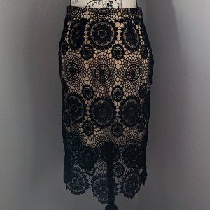 black crochet lace lined skirt